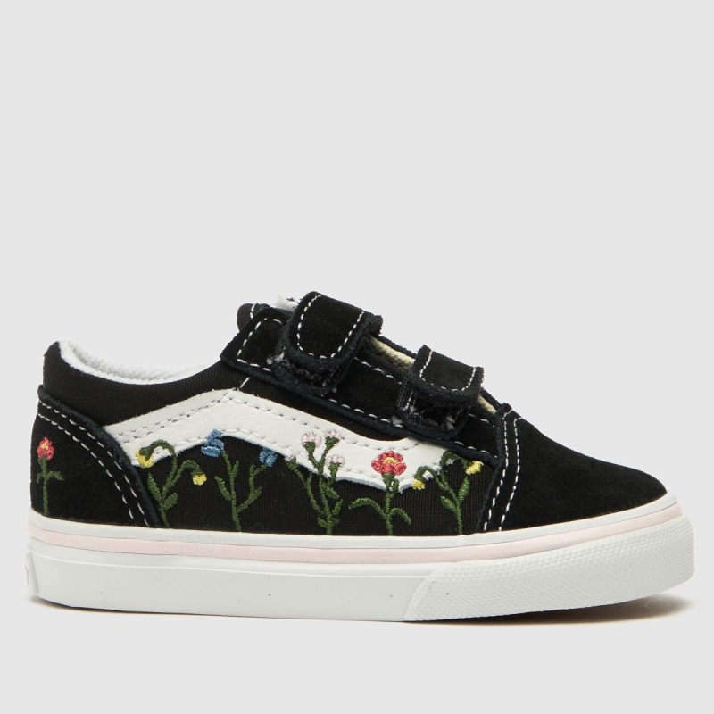 Vans Old Skool V Wildflower Niñas Zapatillas De Deporte Para Niños Pequeños Negro-blanco Dr.martens Botas