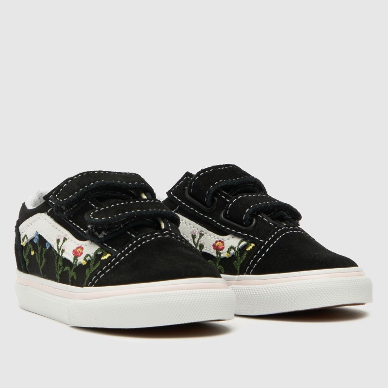 Vans Old Skool V Wildflower Niñas Zapatillas De Deporte Para Niños Pequeños Negro-blanco Dr.martens Botas
