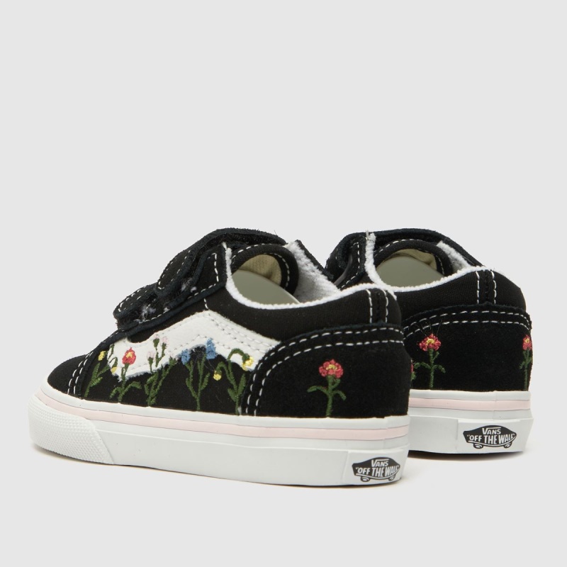 Vans Old Skool V Wildflower Niñas Zapatillas De Deporte Para Niños Pequeños Negro-blanco Dr.martens Botas