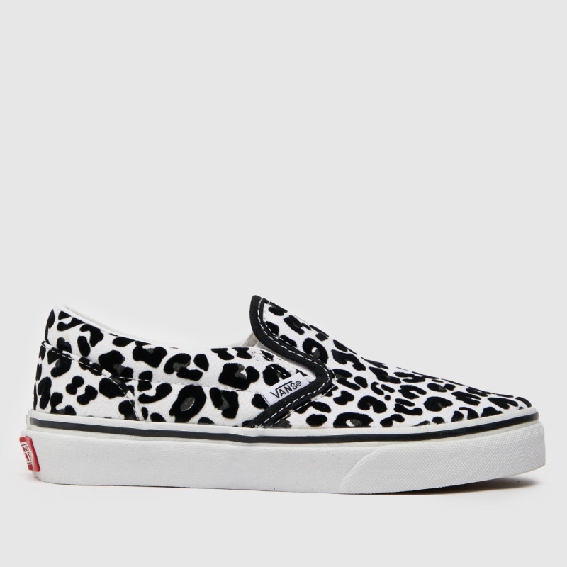 Vans Classic Slip-on Leo Girls Junior Trainers Blanco-negro Dr.martens Botas