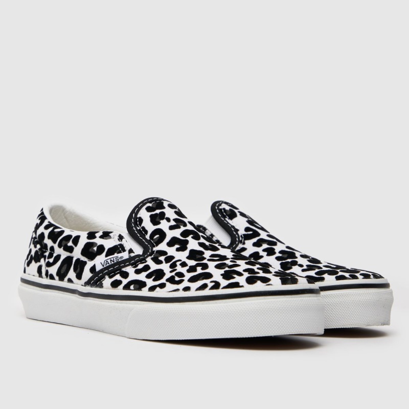 Vans Classic Slip-on Leo Girls Junior Trainers Blanco-negro Dr.martens Botas
