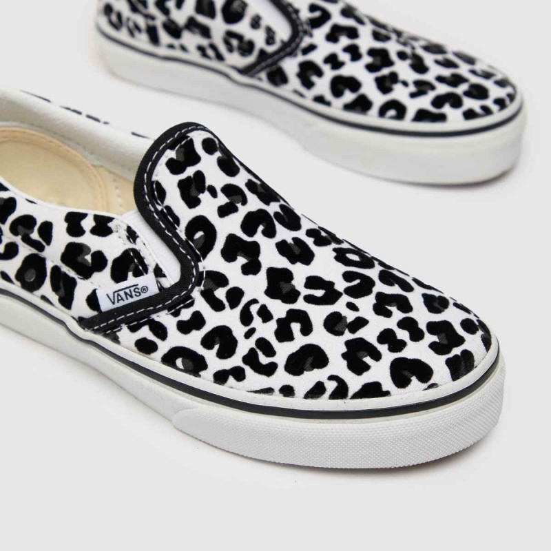 Vans Classic Slip-on Leo Girls Junior Trainers Blanco-negro Dr.martens Botas