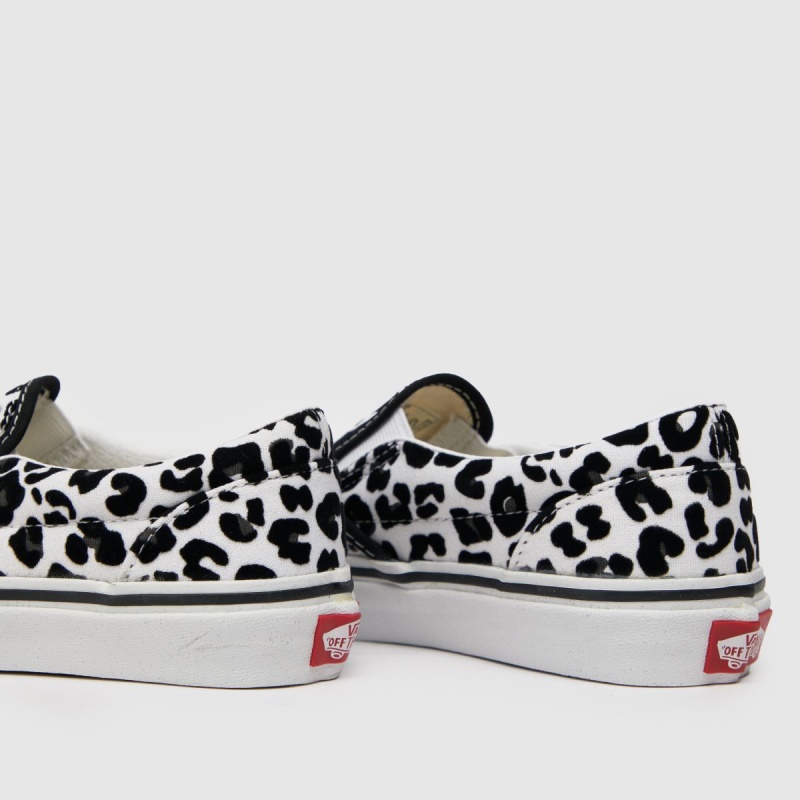 Vans Classic Slip-on Leo Girls Junior Trainers Blanco-negro Dr.martens Botas