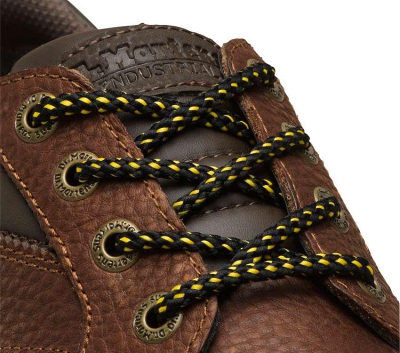 Botas Dr.martens Redondas De Encaje Industrial Negro/amarillo De 100 Cm En Caja